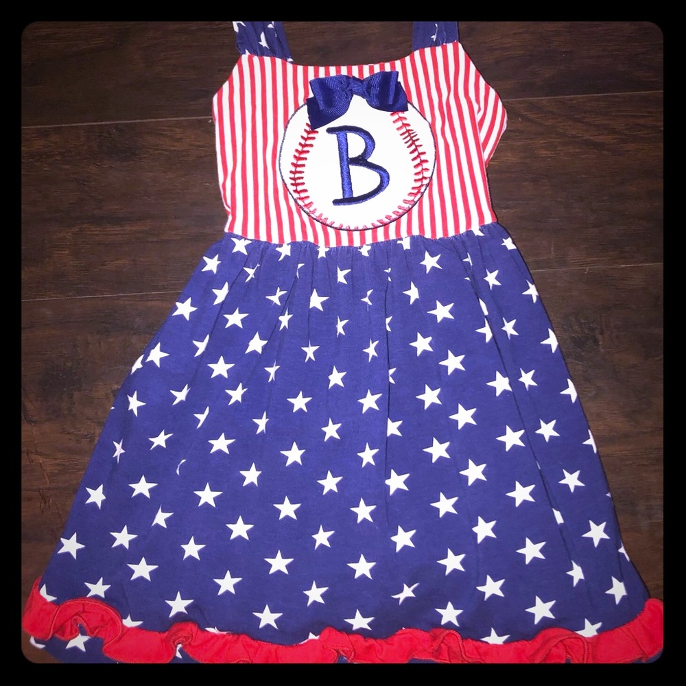 Ricrac & Ruffles Dress with the letter B